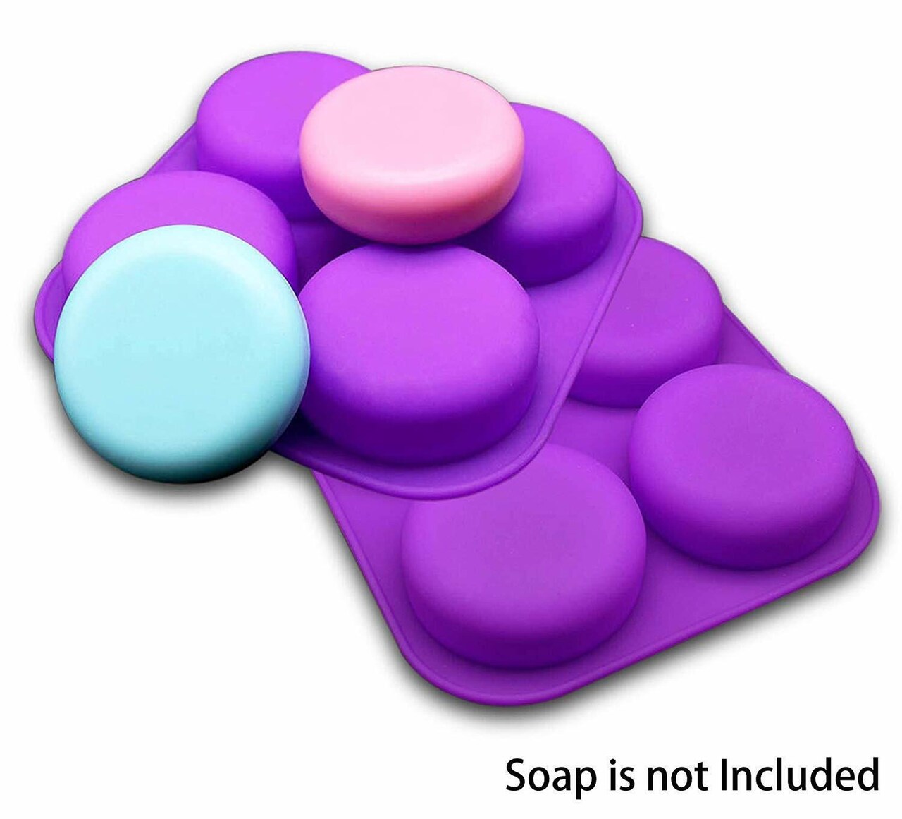 2 Pcs Glossy Silicone Round Shaped Soap Molds